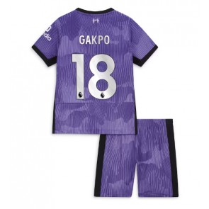 Liverpool Cody Gakpo #18 Tredjeställ Barn 2023-24 Kortärmad (+ Korta byxor)